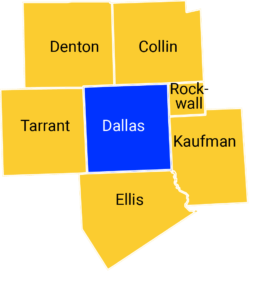 ICP service area - Denton, Collin, Dallas, Rockwall, Kaufman, and Ellis Counties, Texas